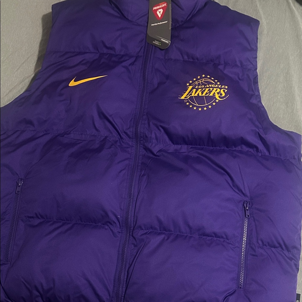 Nike Purple Puffer Vest with Lakers Logo